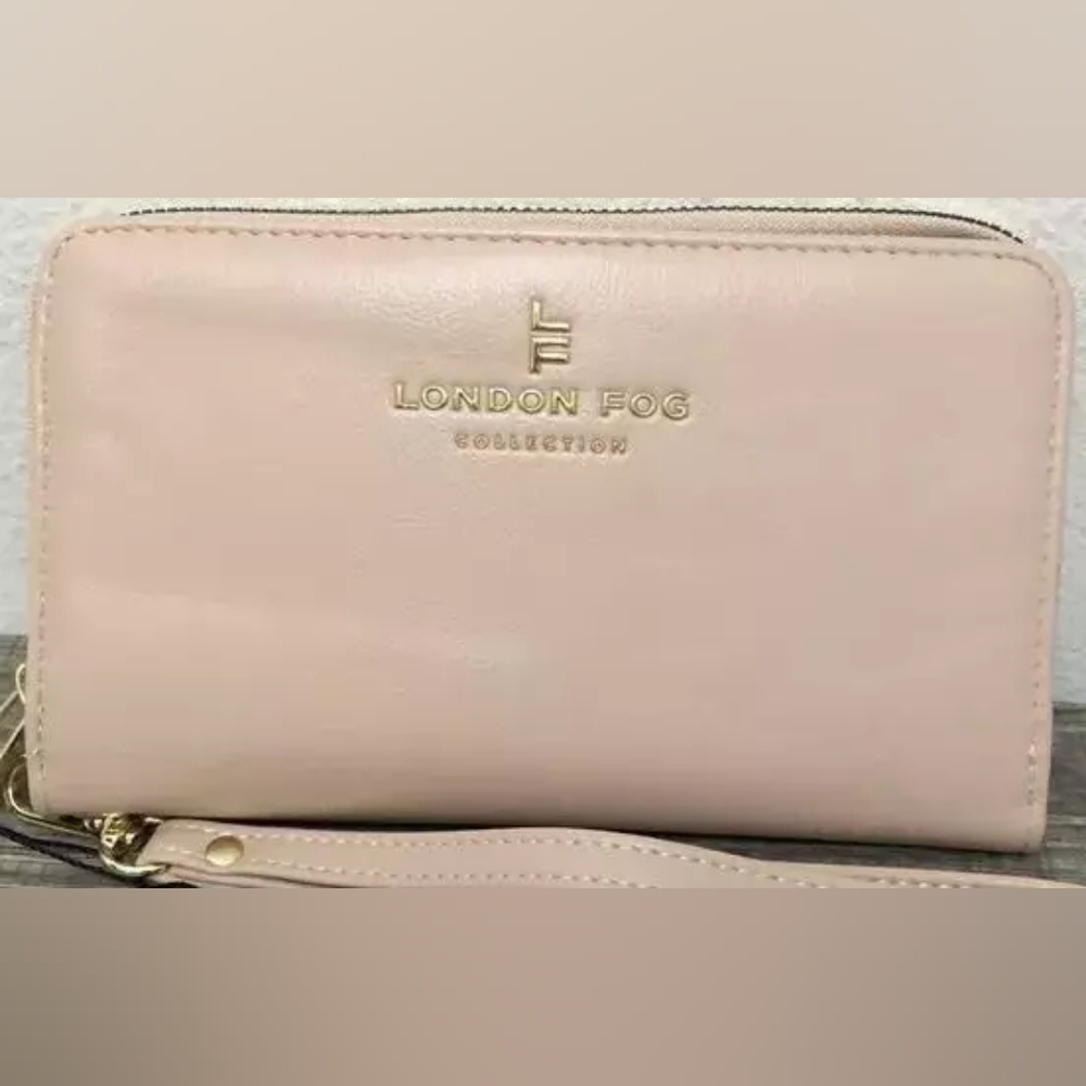 NWT London Fog Preston Single Zip Around With Front Fold Color Cream